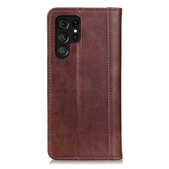 Чехол до Samsung Galaxy S25 Ultra, Wallet Litchi Leather, коричневый