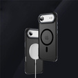 Матовый чехол для iPhone Air, бронированный, для MagSafe, дымчатый с черными боками