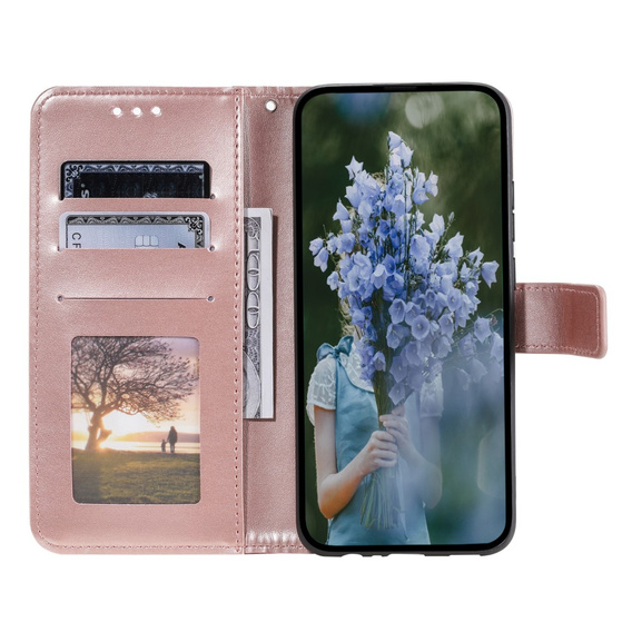 Откидной чехол для Motorola Moto G53 5G, Mandala Flower, розовый rose gold