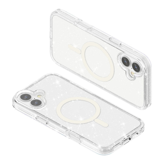 Чехол для iPhone 17, для MagSafe, глиттер, прозрачный