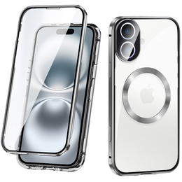 Магнітний чохол Dual Glass MagSafe для iPhone 16, сріблястий