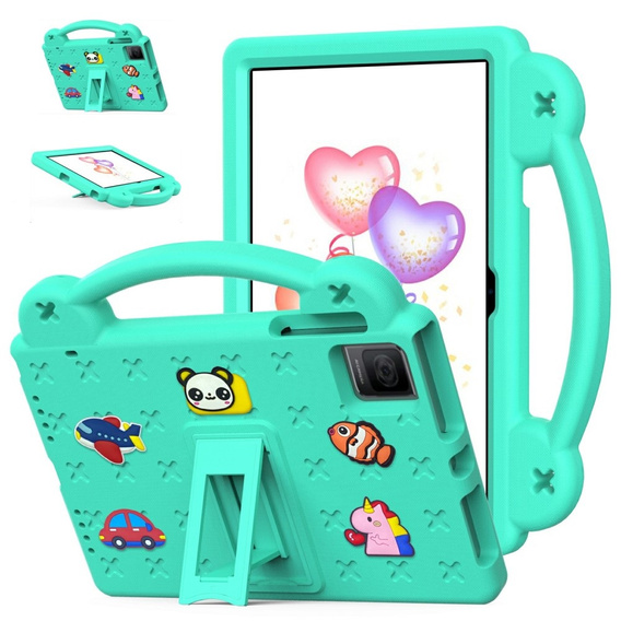 Детский чехол для T Tablet 5G, Cute Patterns, с подставкой, зелёный
