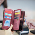 Чехол CASEME для Samsung Galaxy A56 5G, RFID Leather Wallet, с плечевым ремнем, красный