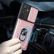 Бронированный чехол для Samsung Galaxy A54 5G, Camera Slide Card Slot, розовый rose gold