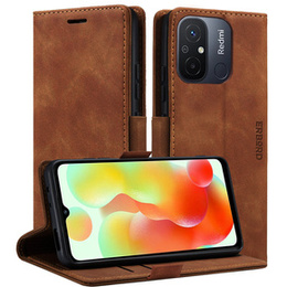 Чехол для Xiaomi Redmi 12C, ERBORD Vintage, бумажник с клапаном, коричневый
