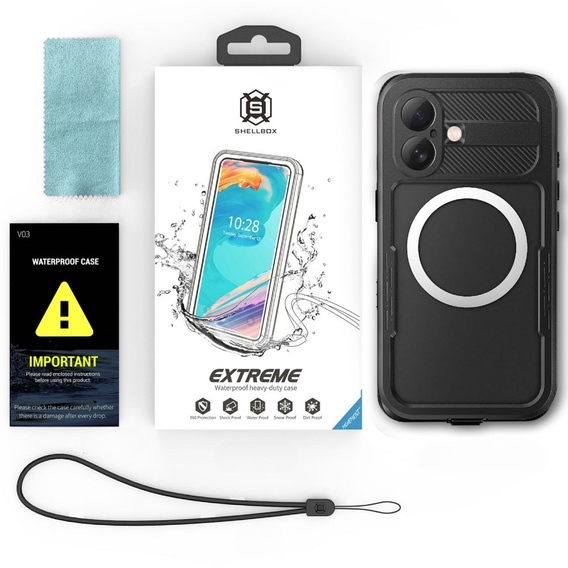 Водонепроникний чохол IP68 для iPhone 16, SHELLBOX MagSafe, чорний