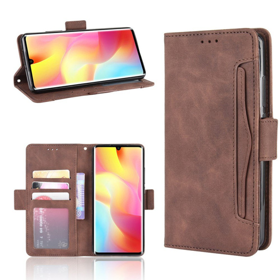 Футляр з клапаном для Xiaomi Mi Note 10 Lite, Card Slot, коричневий