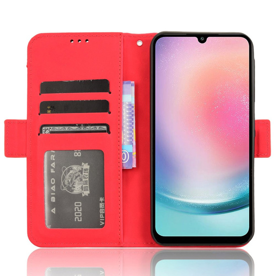 Футляр з клапаном для Samsung Galaxy M55 5G, Card Slot, червоний