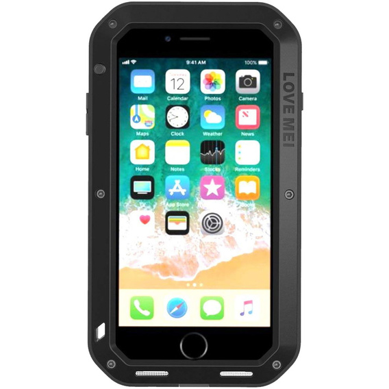 Чехол Love Mei до iPhone 8 Plus / 7 Plus, armored with glass, чёрный