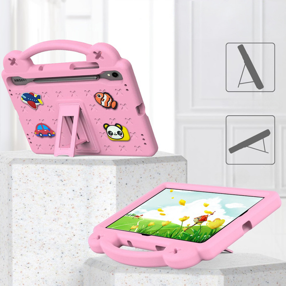 Детский чехол для Samsung Galaxy Tab S10 Lite / S10 FE / S9 FE, Cute Patterns, с подставкой, розовый