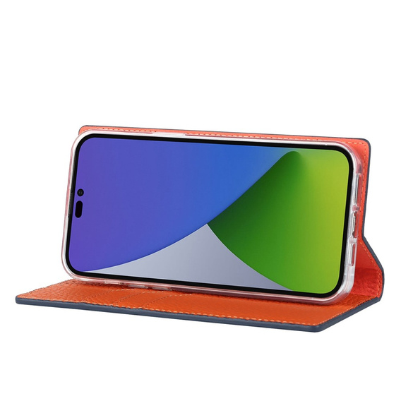 Чохол-книжка для iPhone 14 Pro, Litchi Skin Grain, темно-синій