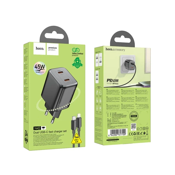 Мережевий зарядний пристрій HOCO PD20W/QC3.0 - White + кабель