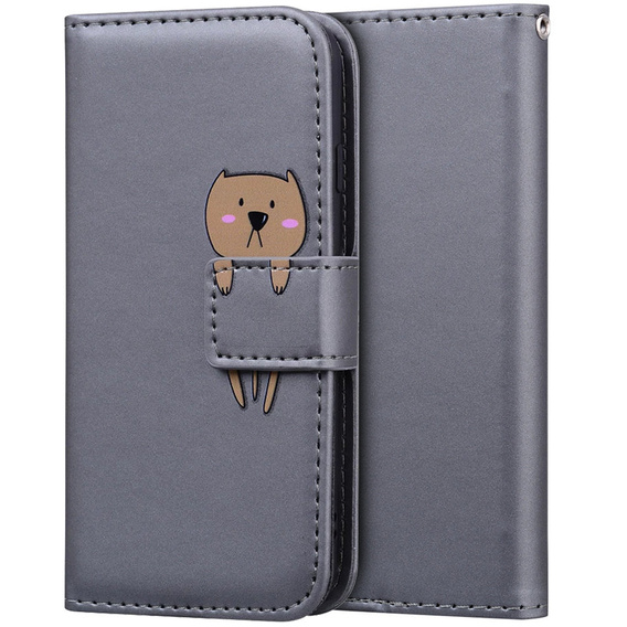 Чехол Wallet до Motorola Moto E20/E30/E40, Teddy, Grey
