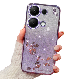 Чохол для Xiaomi Redmi Note 13 Pro 4G / Xiaomi Redmi Note 14S / Xiaomi Poco M6 Pro 4G, Glitter Flower, фіолетовий