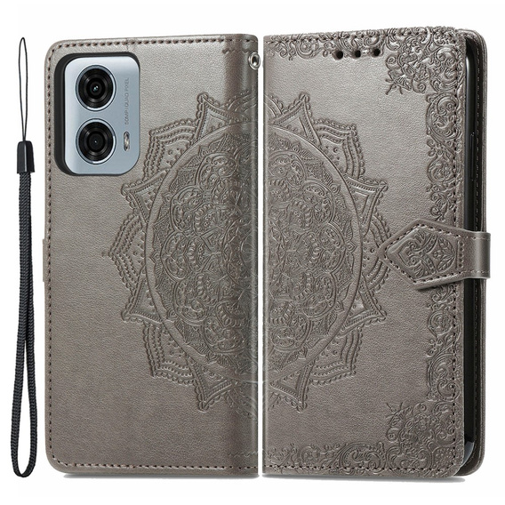 Чохол-книжка для Motorola Moto G24 / G24 Power / G04, Mandala, сірий