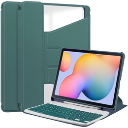 Чехол клавиатура для Samsung Galaxy Tab S6 Lite 2024 / 2022 / 2020, Rotary 360° Leather, тёмно-зелёный