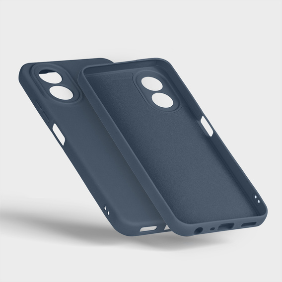 Чехол для Oppo A18 4G / A38 4G, Silicone Lite, темно-синий + 9H стекло