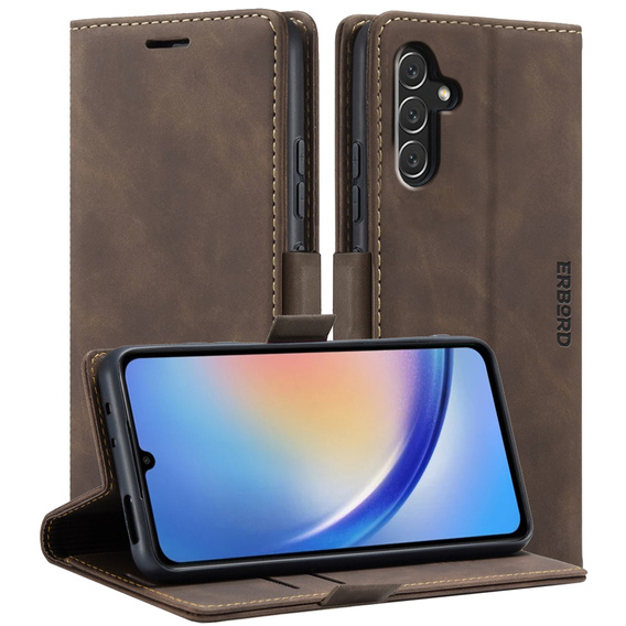 Чохол для Samsung Galaxy A54, ERBORD Vintage, гаманець з клапаном, кава