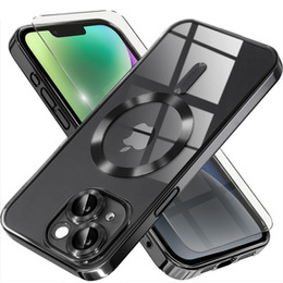 Чохол для iPhone 14 Plus, Electro MagSafe, чорний + Скло на екран
