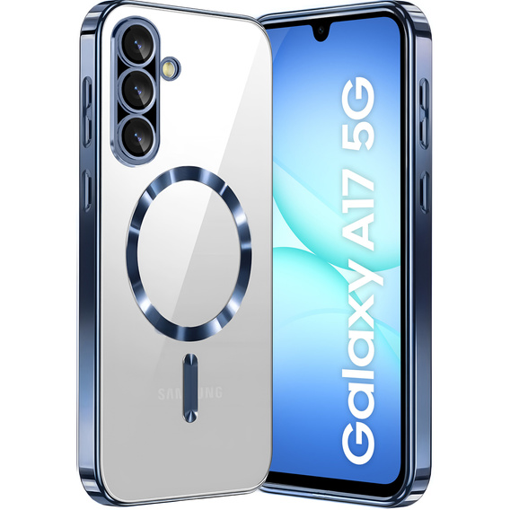 Чехол для Samsung Galaxy A17 5G, Electro MagSafe, прозрачный с темно-синими боками