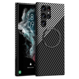 Чехол до Samsung Galaxy S22 Ultra, Magsafe Slim Carbon, черный / серый