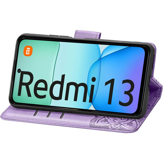 Чохол-книжка для Xiaomi Redmi 13, Butterfly, фіолетовий