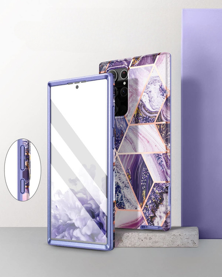 Чoхол до Samsung Galaxy S22 Ultra, Suritch Full Body Marble, фіолетовий