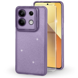 Чохол для Xiaomi Redmi Note 13 5G, Glittery Powder, фіолетовий + загартоване скло 9H