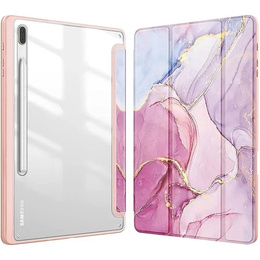 Чехол для Samsung Galaxy Tab S10 FE+ Plus, Smartcase Hybrid, с местом для стилуса, Marble розовый