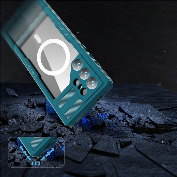 Водонепроницаемый чехол для Samsung Galaxy S24 Ultra, Redpepper, для MagSafe, синий