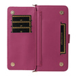 Чохол з клапаном для Realme 14 Pro+ 5G, Crossbody Leather Wallet, темно-рожевий