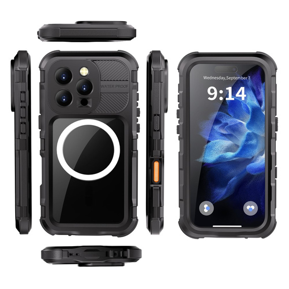 Водонепроникний чохол IP68 для iPhone 16 Pro, SHELLBOX MagSafe, чорний