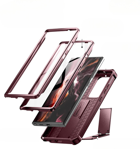 Бронированный чехол для Samsung Galaxy S23 Ultra, Dexnor Full Body (Two Frames), красный