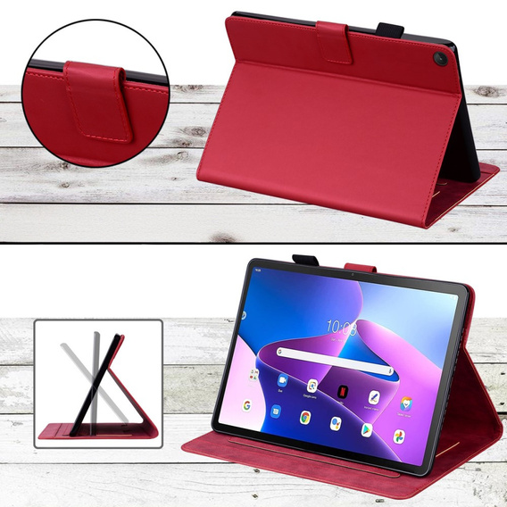 Чехол для Lenovo Tab M10 Plus 10.6 Gen 3, с клапаном, animal, красный