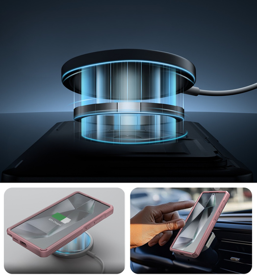 Броньований чохол для Samsung Galaxy S25 Ultra, Dexnor CamProtect MagSafe, рожевий (Дві рамки)