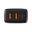 BASEUS  Зарядное устройство 2xUSB + USB Type-C, 30W1- Black